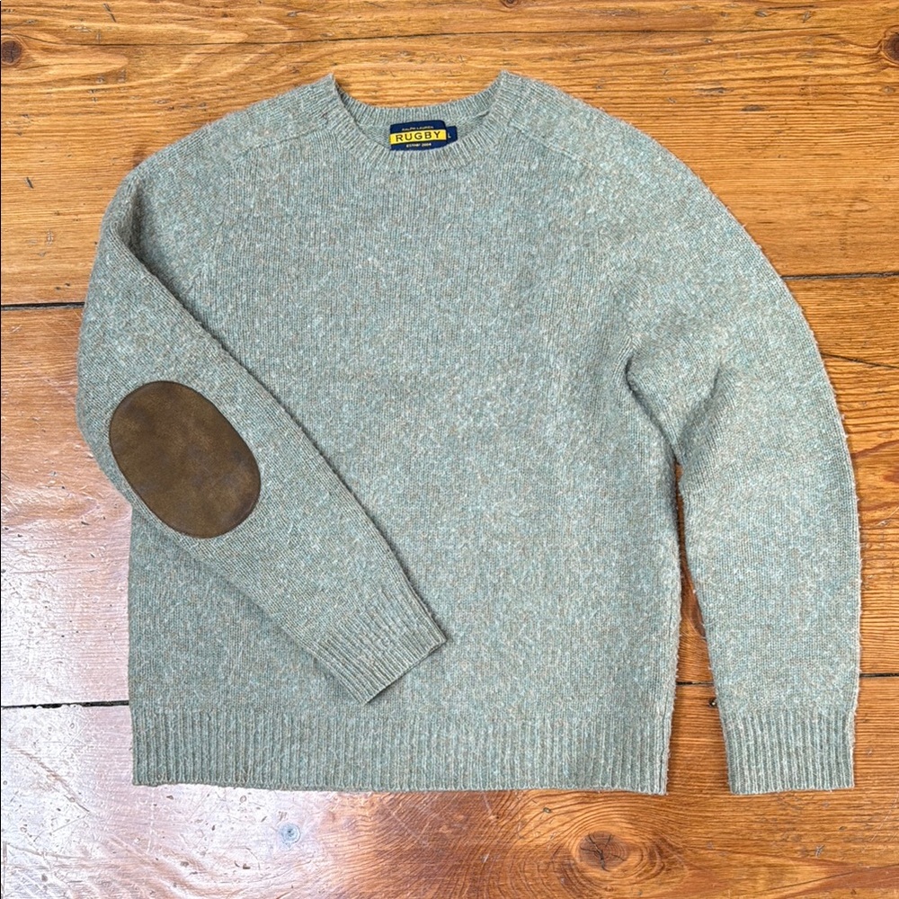 Green Sweater with Elbow Patches